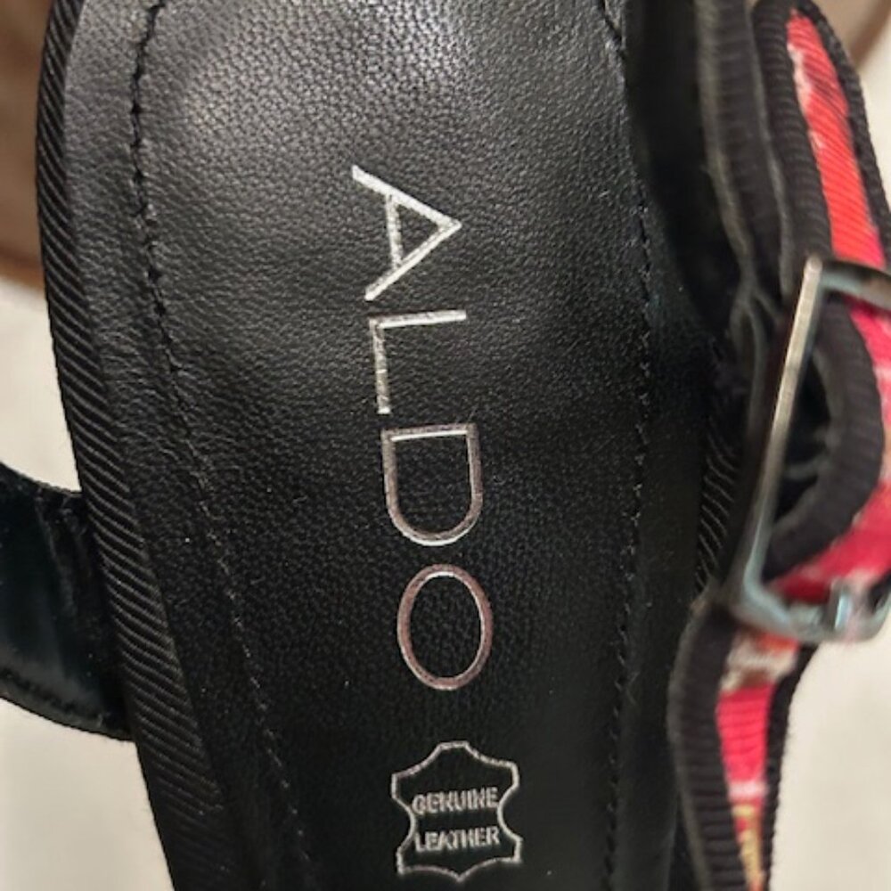 ALDO metal stiletto heels with leopard and hot pink/red floral pattern - Picture 8 of 10